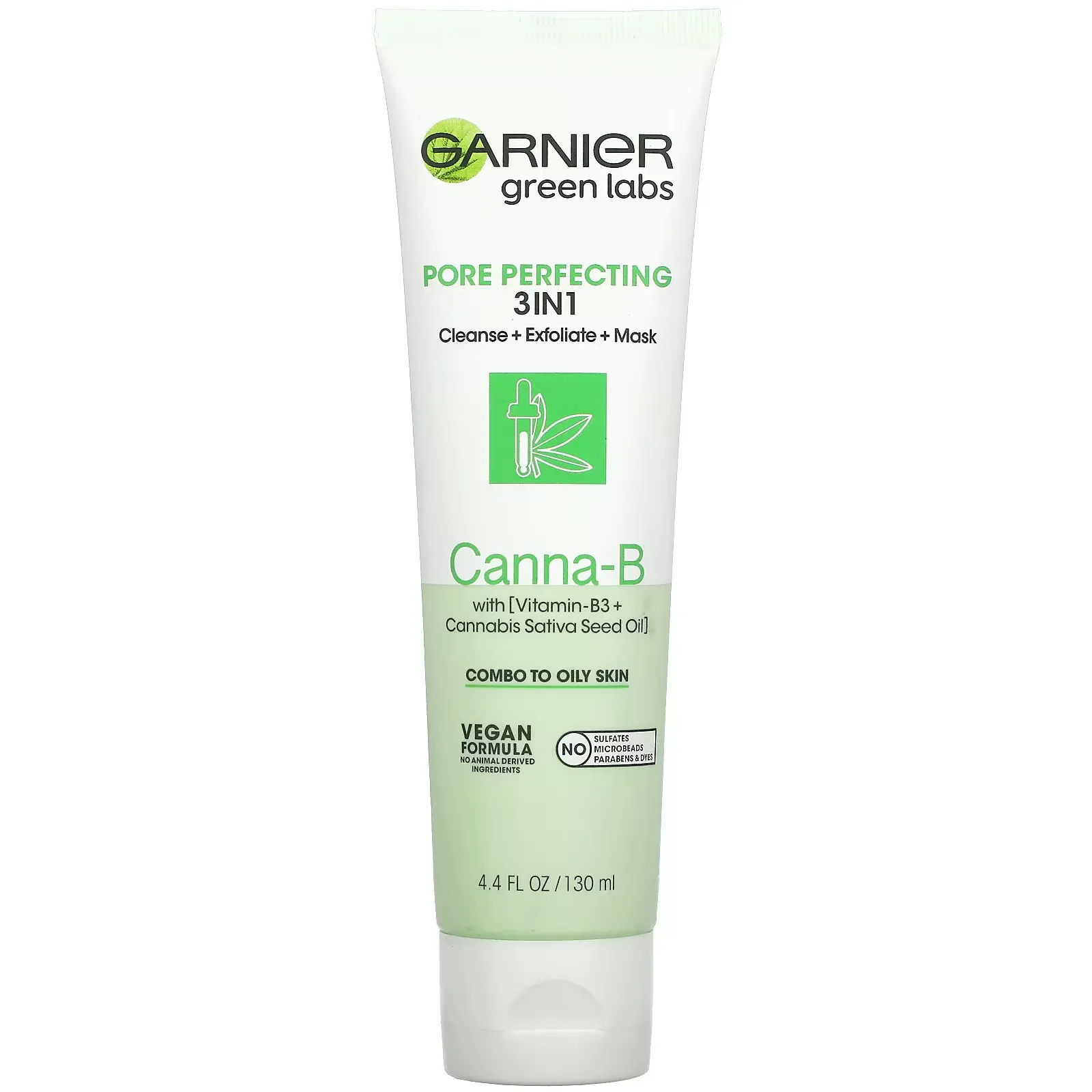 Green Labs, Pore Perfecting 3-In-1, Cana-B with Vitamin-B3 + Cannabis Sativa Seed Oil, 4.4 fl oz (130 ml)