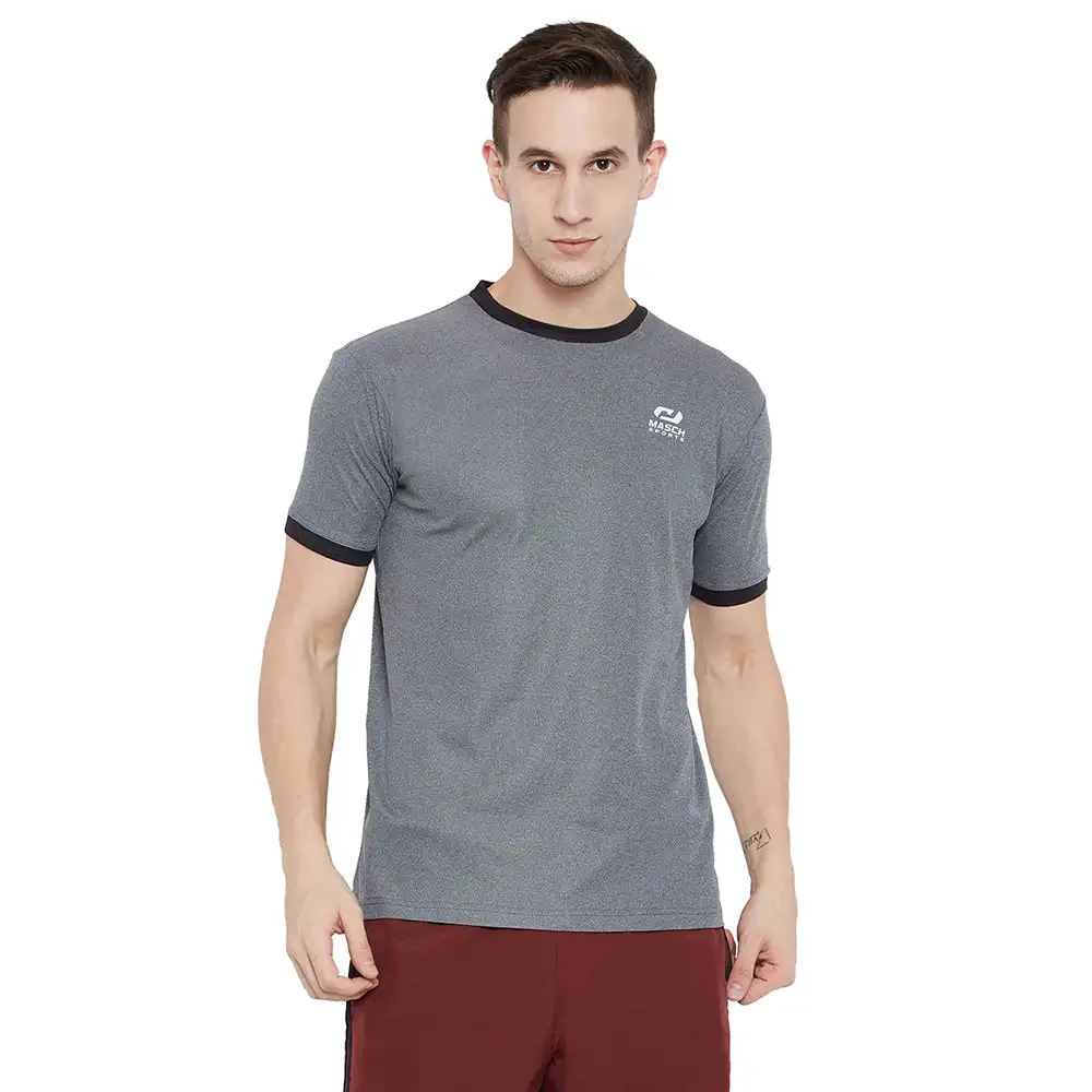 Masch Sports Mens Regular Fit Polyester Active T Shirt (MSTS 0618 HSCS GRNDL GBRIB),  Grey  Medium