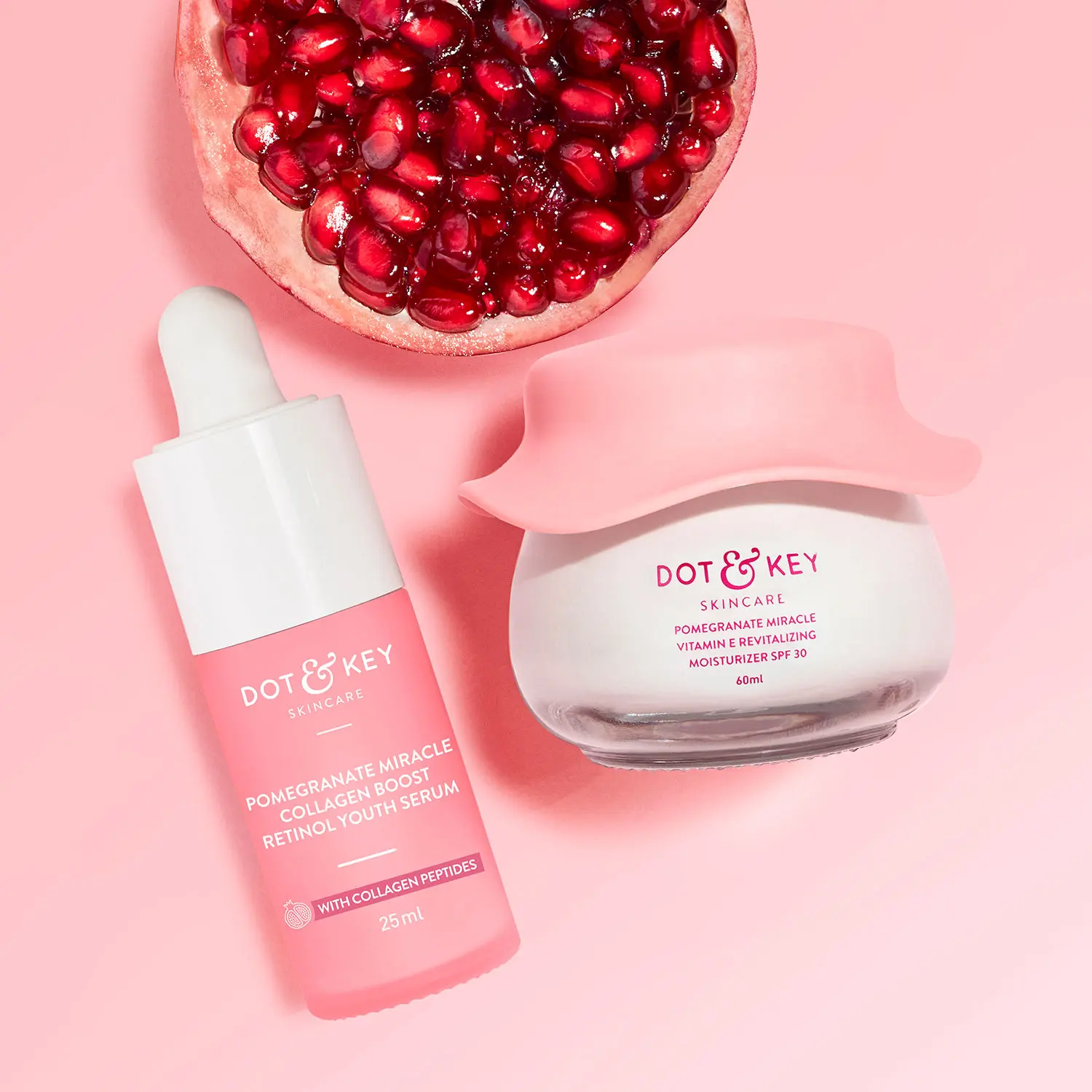 Dot & Key Pomegranate Anti Ageing Skin Care Combo|Collagen Boost Retinol Face Serum, Vitamin E reviatlizing Moisturizer