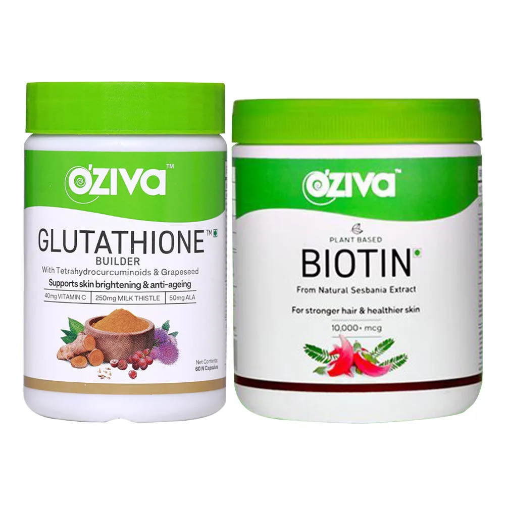 OZiva Skin Nourishment Combo (OZiva Plant Based Biotin + Glutathione Builder)