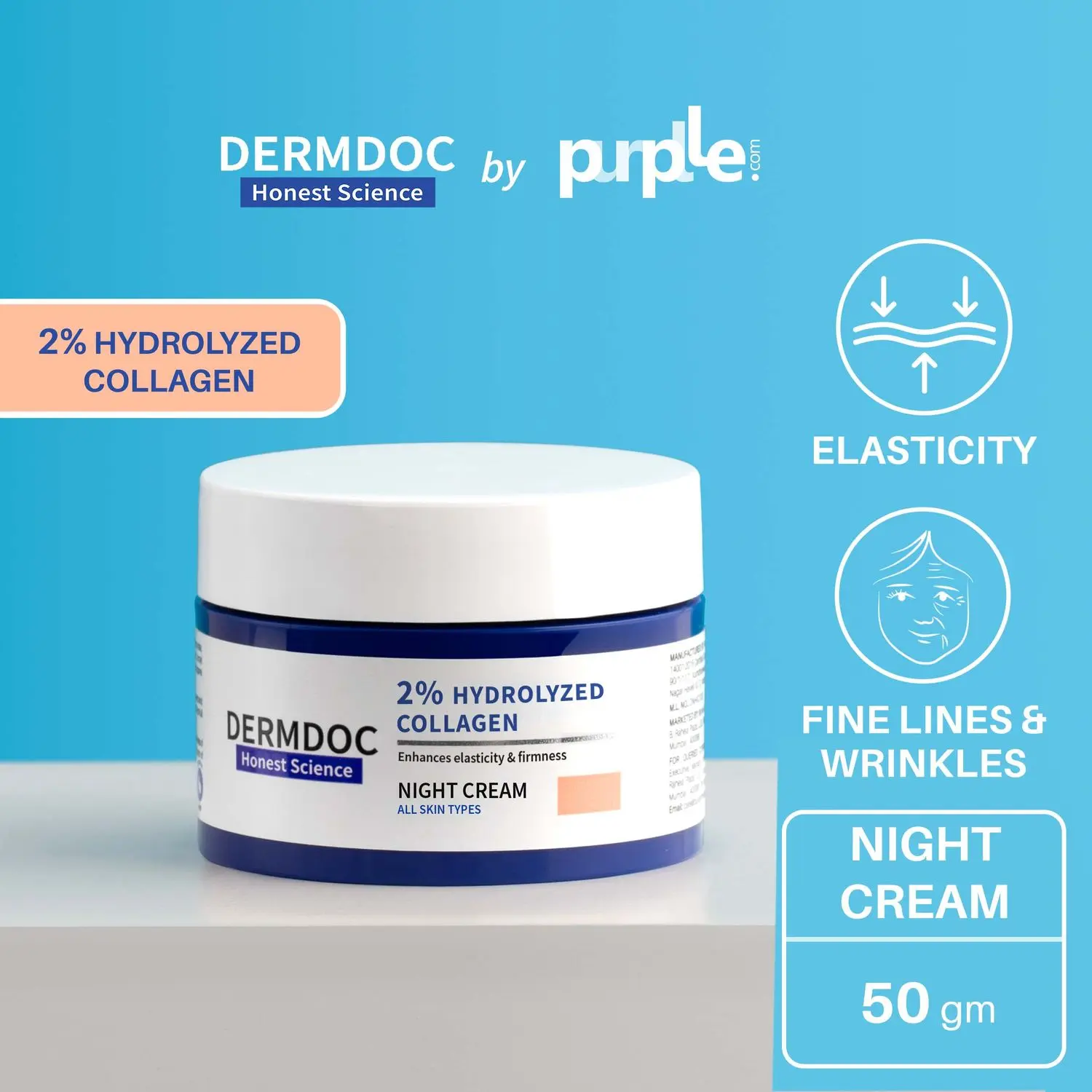 DermDoc by Purplle Skin Tightening Night Cream with Hydrolysed Collagen (50g)