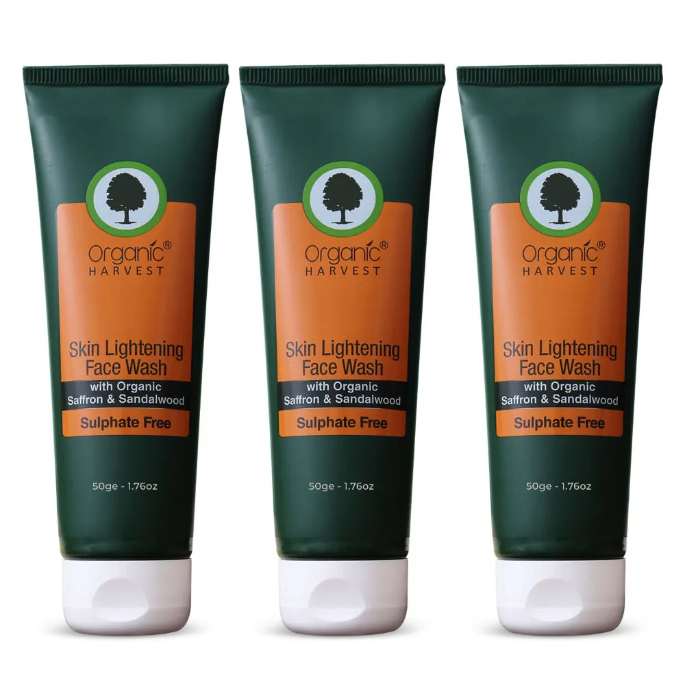 Organic Harvest Skin Lightening Face Wash with Organic Saffron & Sandalwood - (Pack of 3)