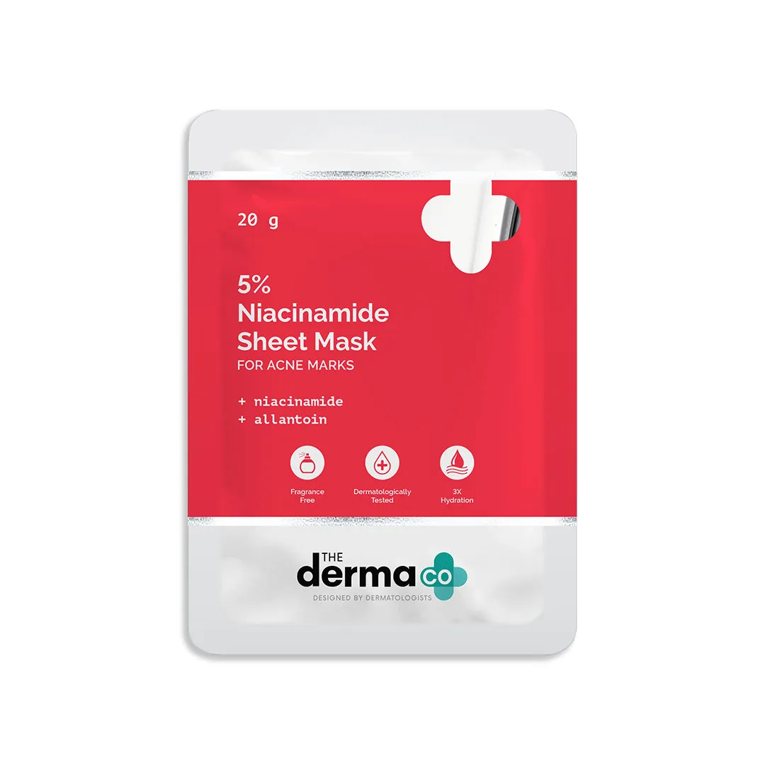 The Derma Co 5% Niacinamide Face Serum Sheet Mask With Niacinamide & Allantoin For Oily Skin