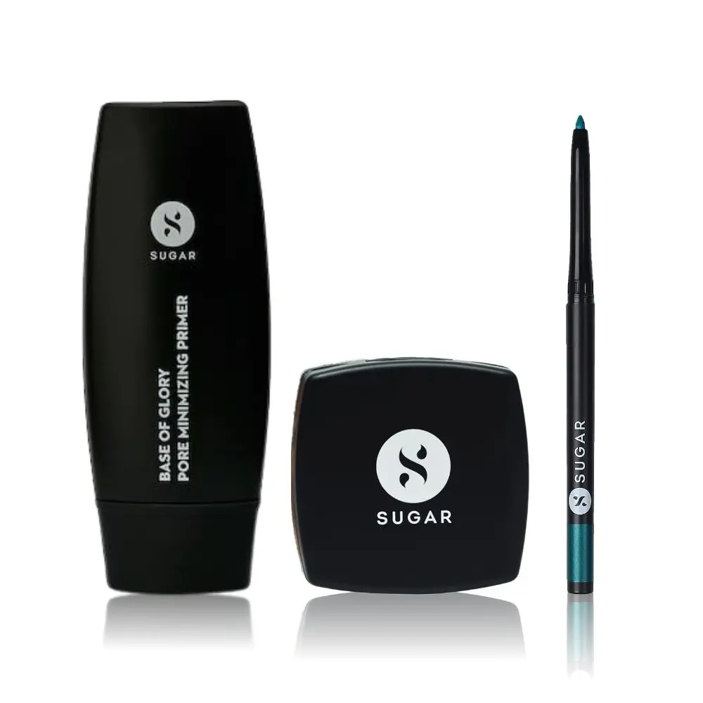 Sugar Flawless Finish 4 (Pore Minimizing Primer (30ml) + Banana Setting Powder (7g) + Kohl Of Honour Intense Kajal - 03 Aqua Lung (0.25g))