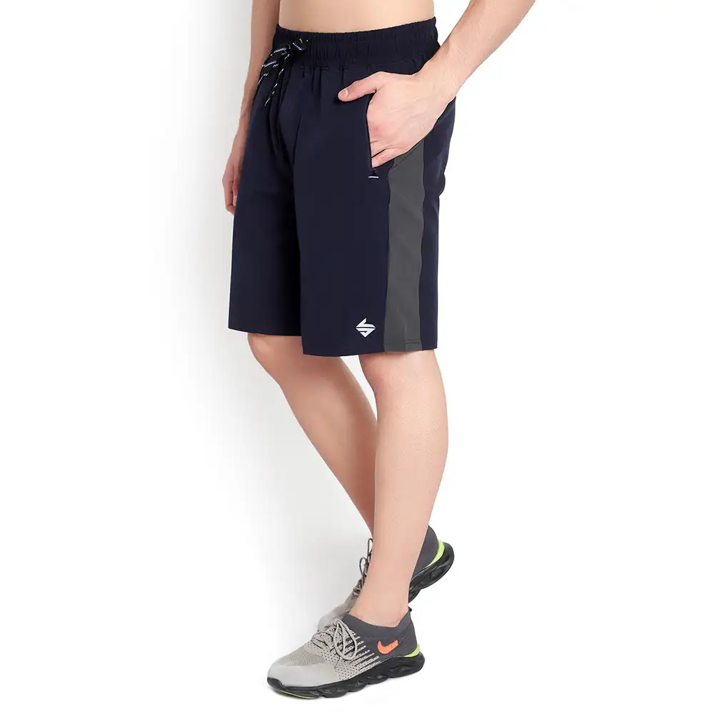 John Ally Dry-Fit Gym Workout Shorts with Zipper Pockets,  Medium  Midnight Blue