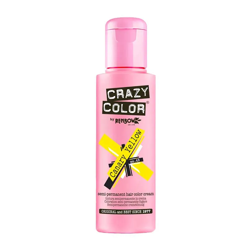 Crazy Color Semi Permanent Hair Color Cream - Canary Yellow No. 49