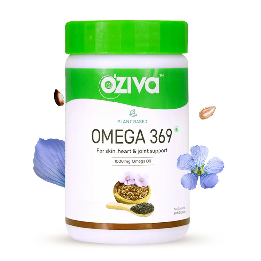 OZiva Plant Based Omega 369 for skin, heart, & joint support, 60 Veg Capsules