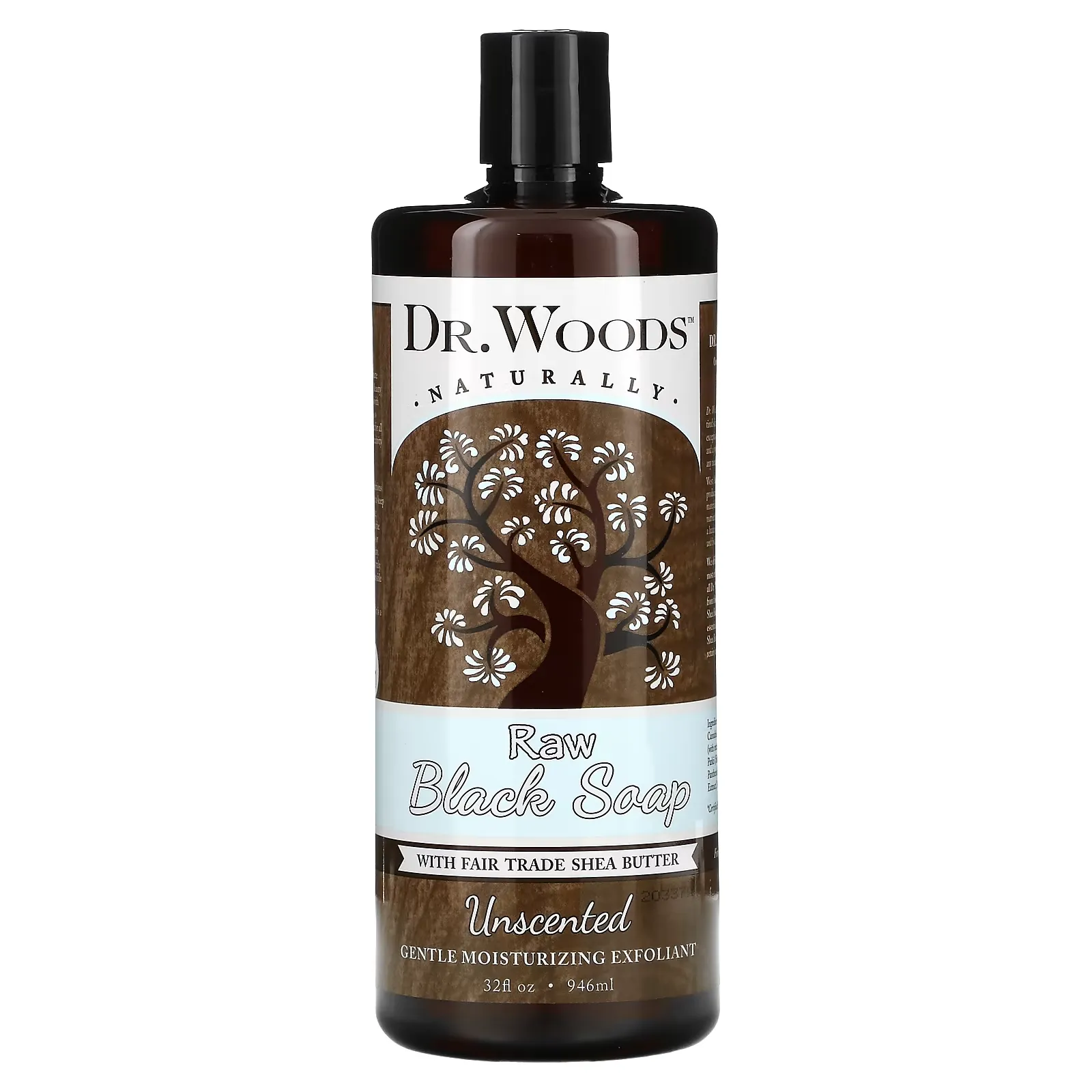 Raw Black Soap, with Fair Trade Shea Butter, Unscented, 32 fl oz (946 ml)