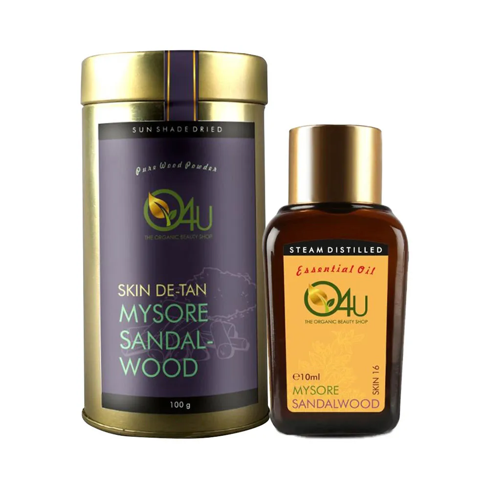 O4U Pure & Organic Mysore Sandalwood Powder + Mysore Sandalwood Essential Oil