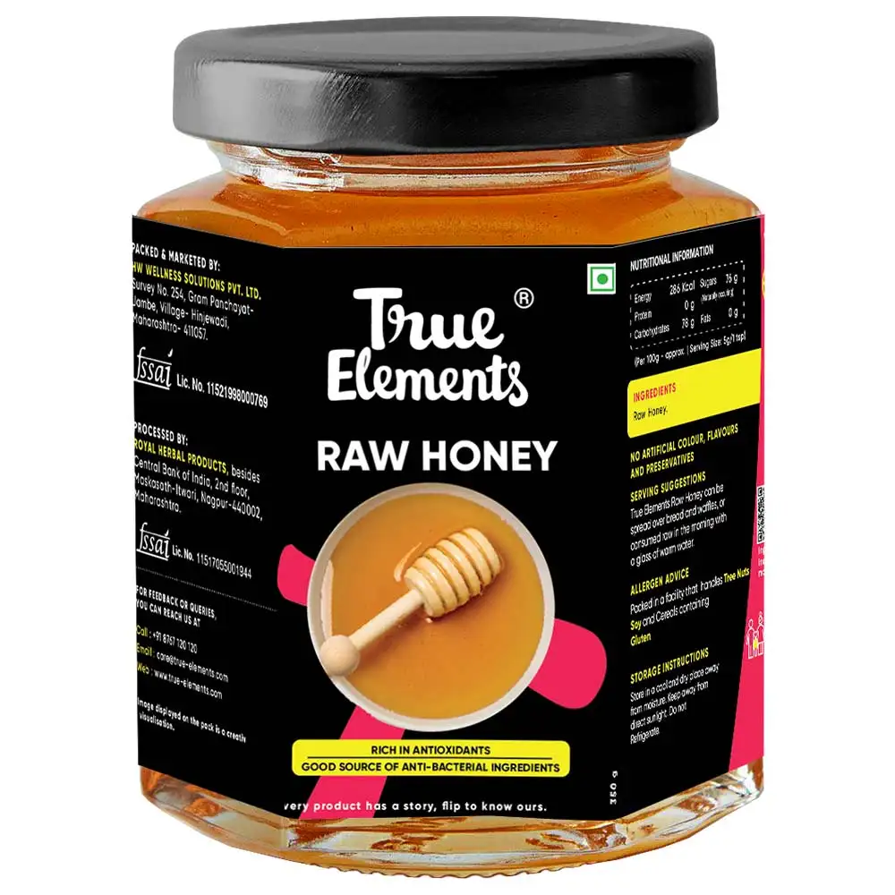 True Elements Raw Honey,  350 g  Unflavoured