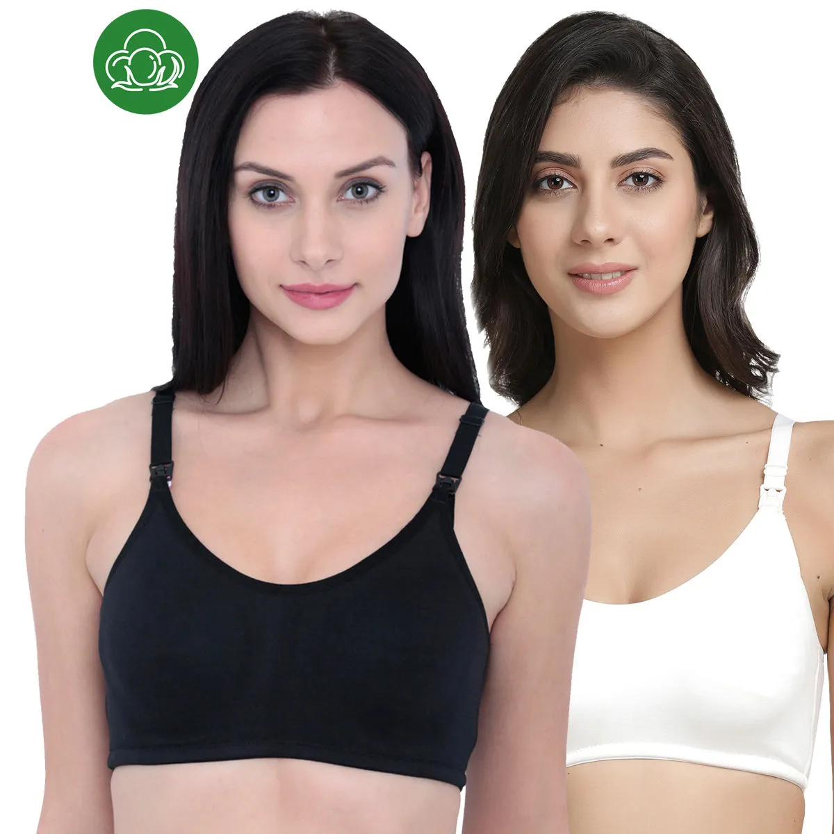 Inner Sense Organic Antimicrobial Soft Nursing Bra Combo of 2 - Multi-Color (32C)