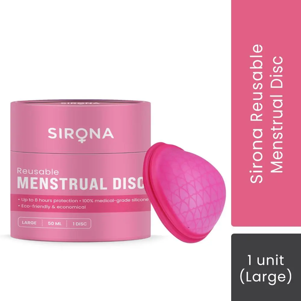 Sirona Reusable Menstrual Cup Disc for Women – Large (1 Unit)| Period Disc with 100% Medical Grade Silicone | Up to 8 hour Protection | Non Toxic & Phthalate Free