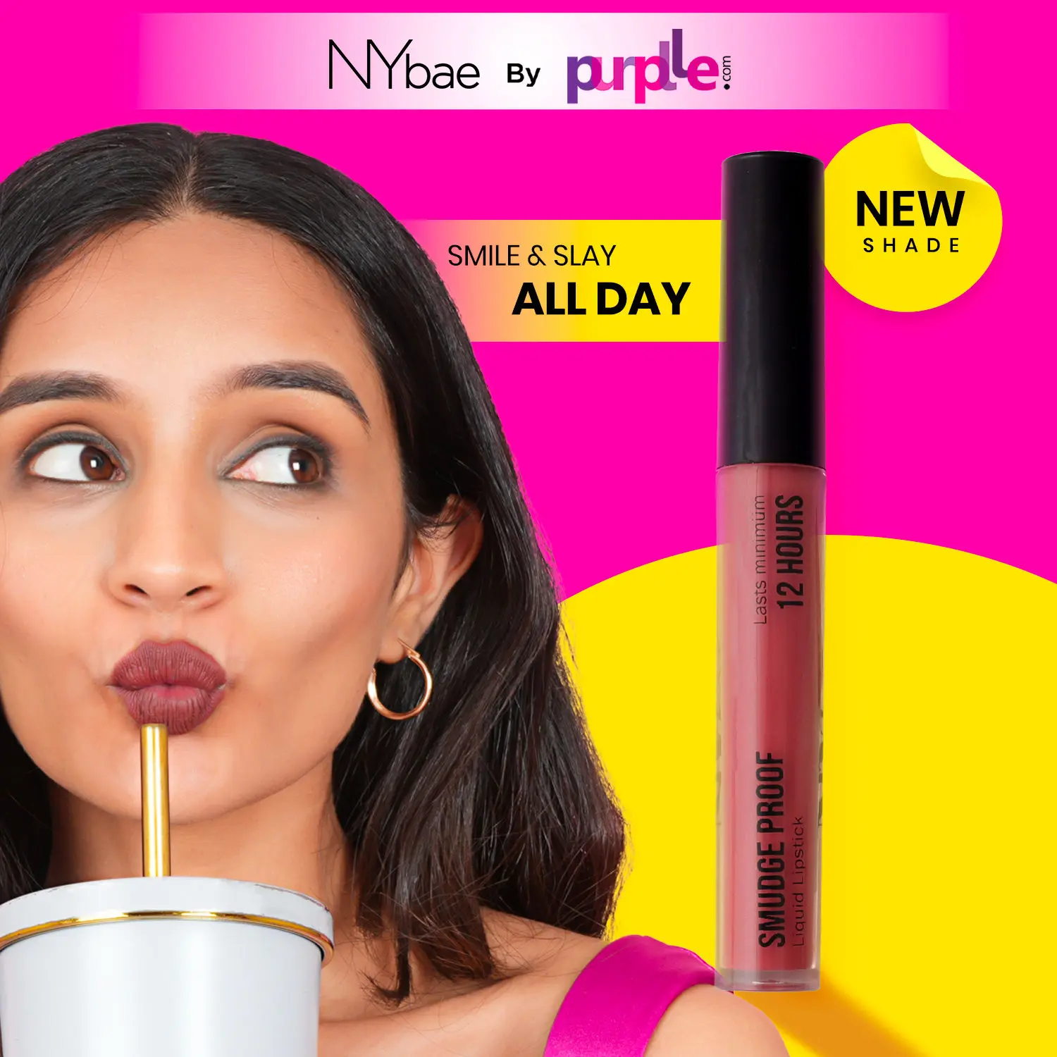 NY Bae Smudge Proof Liquid Lipstick | Long Lasting | Super Pigmented | Nude Brown Lipstick | Matte Finish - Blush Bloom 01 (2.5 ml)