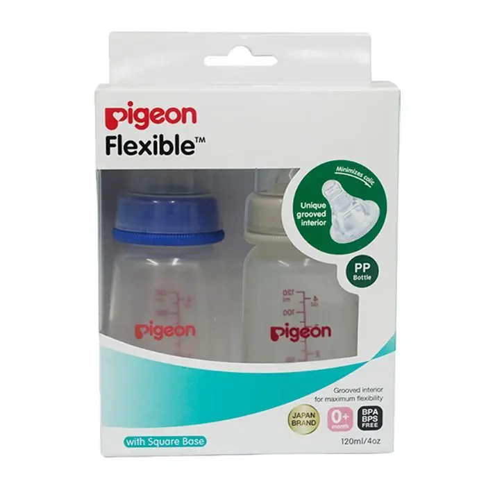 Pigeon Peristaltic Nursing Bottle Twin Pack Kpp (120 ml) (Blue & White) Nipple S