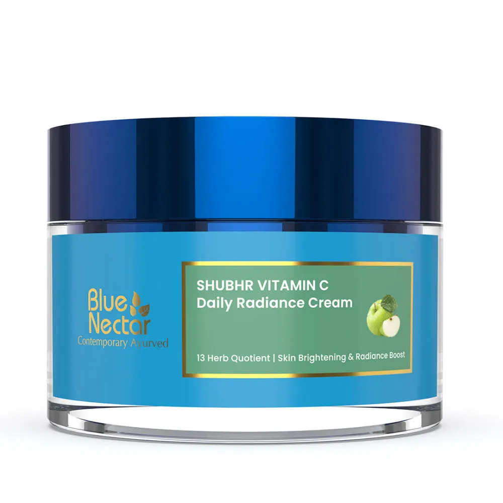 Blue Nectar Natural Vitamin C Face Cream for Glowing Skin, Dark Spot Removal Cream with Green Apple