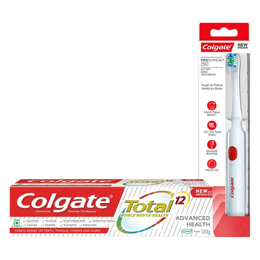 Colgate ProClinical 150 Battery Powered Toothbrush and Colgate Total Advanced Health Toothpaste