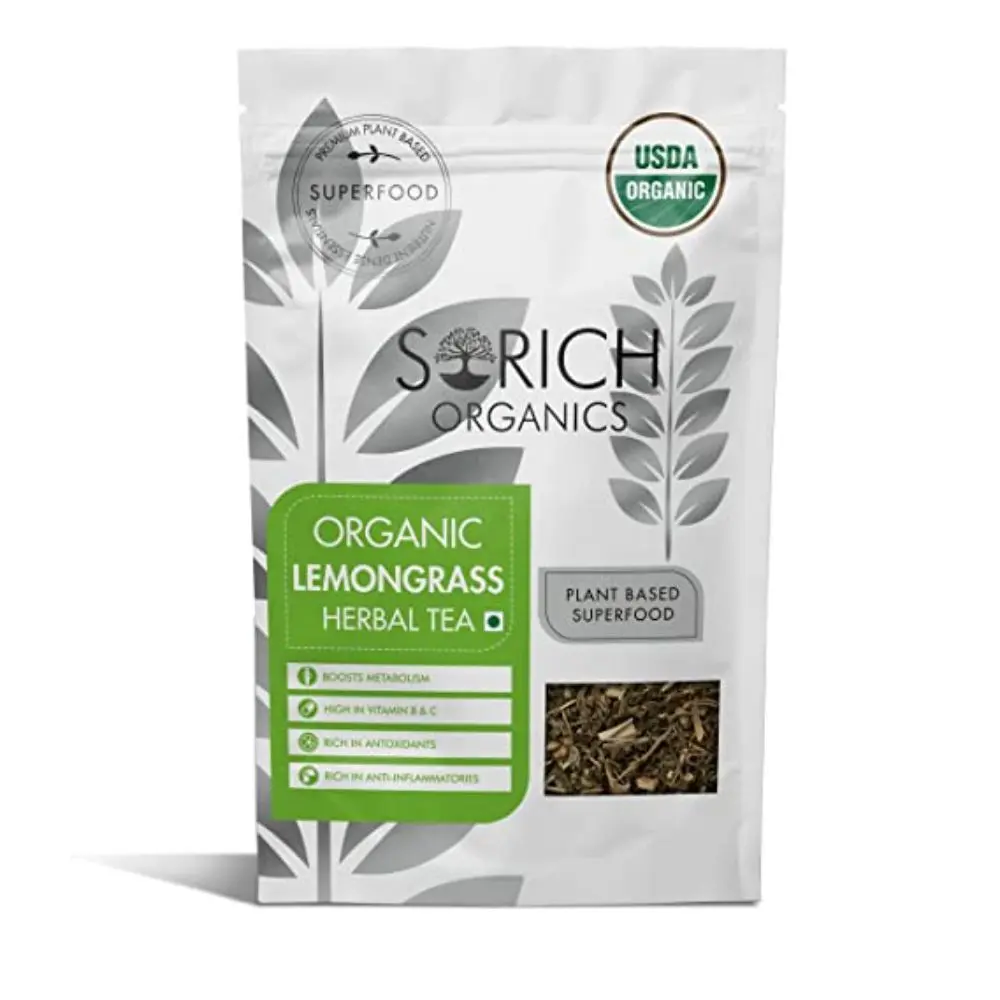 Sorich Organics Lemongrass Herbal Tea 50 Gm - Organic Whole Loose Leaf Tea | Iced Tea | Good for Skin & Hair | High Antioxidants Tea | Boost Metabolism & Boosting Immunity | Weight Management