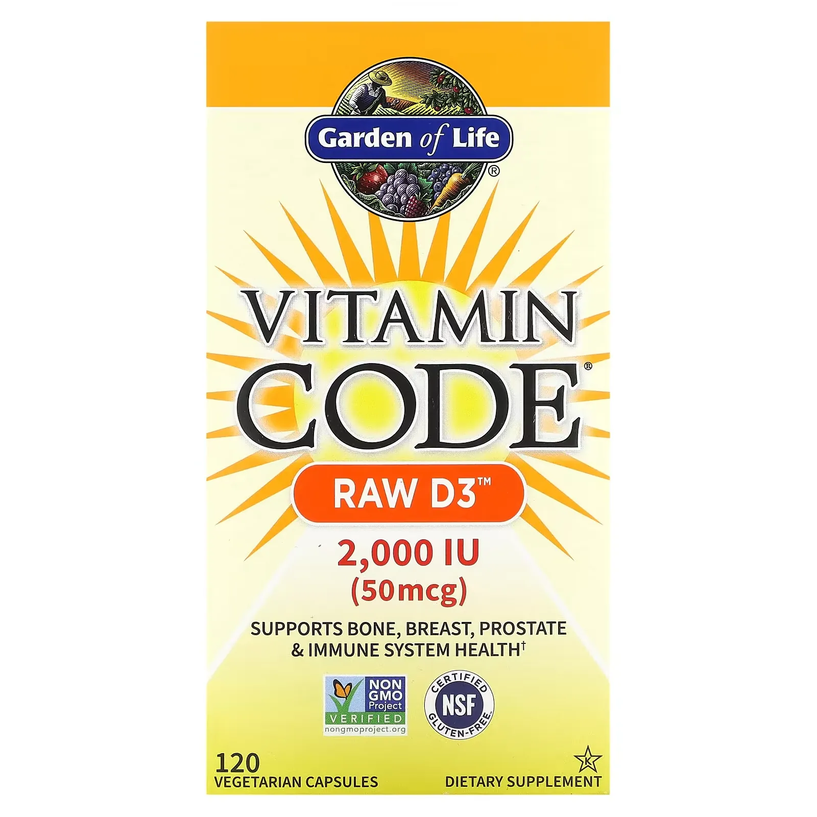 Vitamin Code, RAW D3, 50 mcg (2,000 IU), 120 Vegetarian Capsules