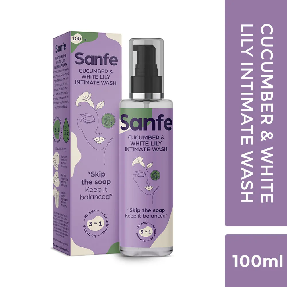 Sanfe 3 in 1 Intimate Wash with Cucumber & White Lily