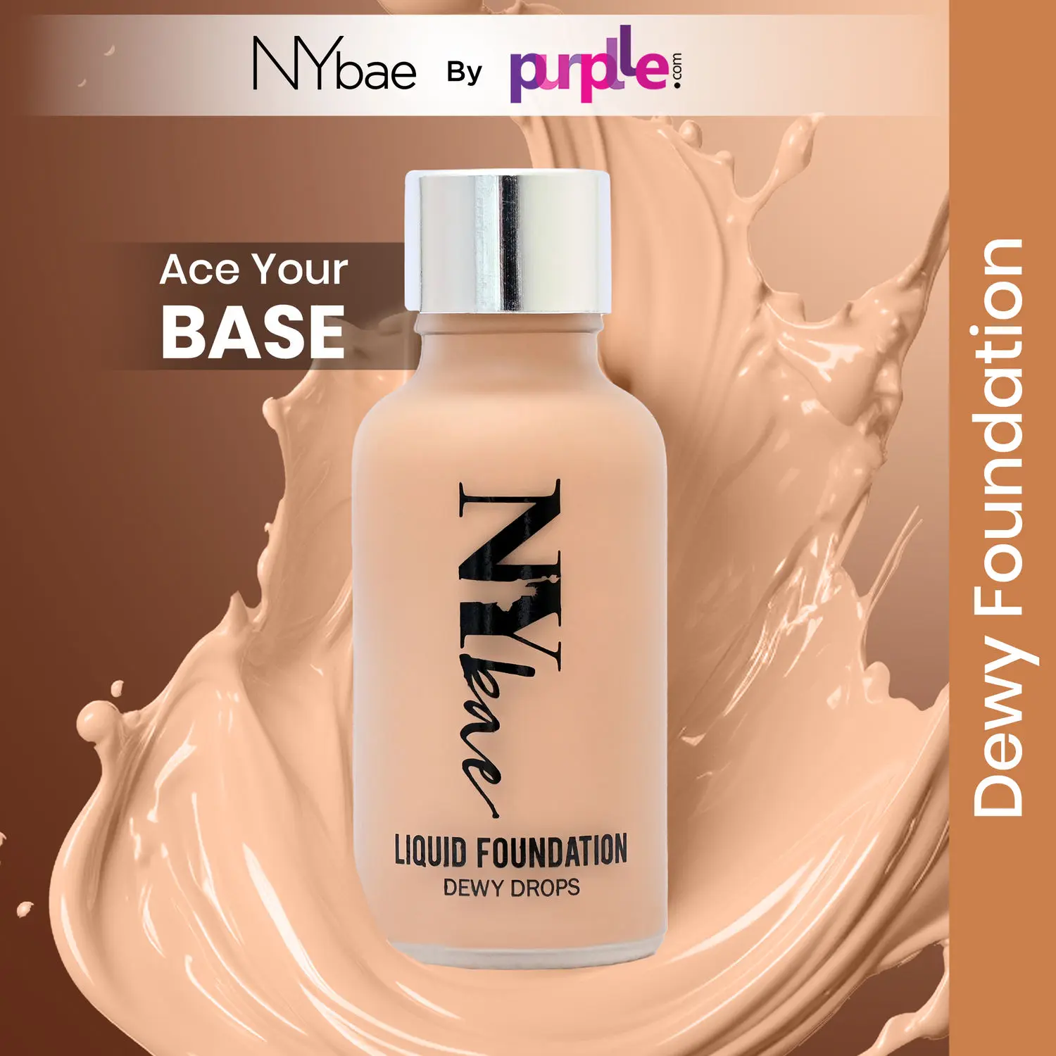 NY Bae Dewy Drops Foundation| Natural Finish | Everyday Glow |Lightweight Concealer | Moisturising - Macchiato 03 (30 ml)