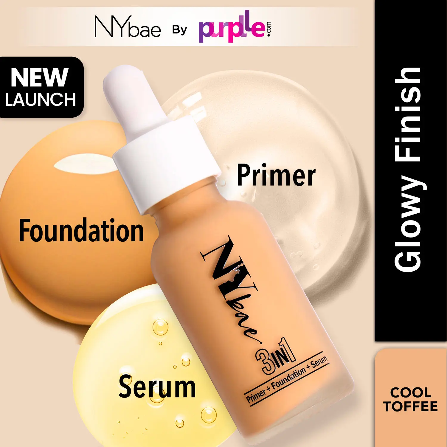 NY Bae 3 in 1 Serum Foundation with Primer I Moisturising I Glowing Korean Skin I Cool Toffee 11 (30 ml)