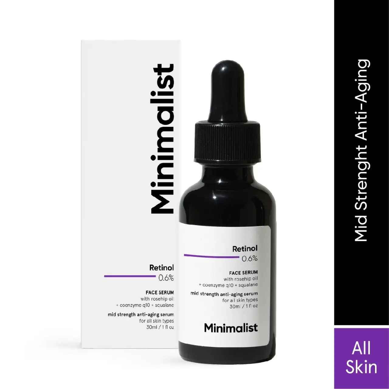 Minimalist Retinol 0.6% Anti Aging Mid-strength Formula For Fine Lines & Wrinkles