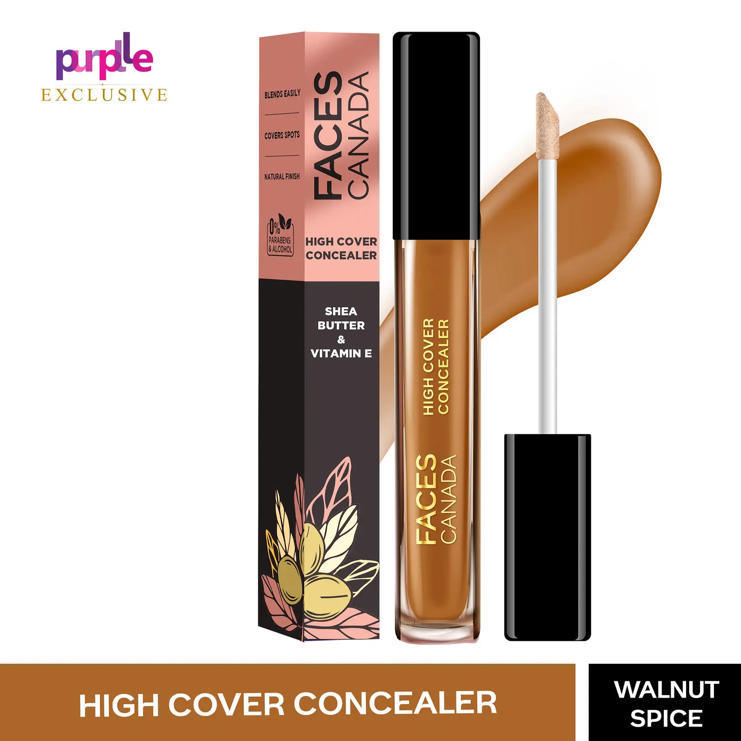 Faces Canada High Cover Concealer I Natural Finish I Covers Hyperpigmentation & Fine Lines Walnut Spice 05 (4 ml) - Exclusively on Purplle