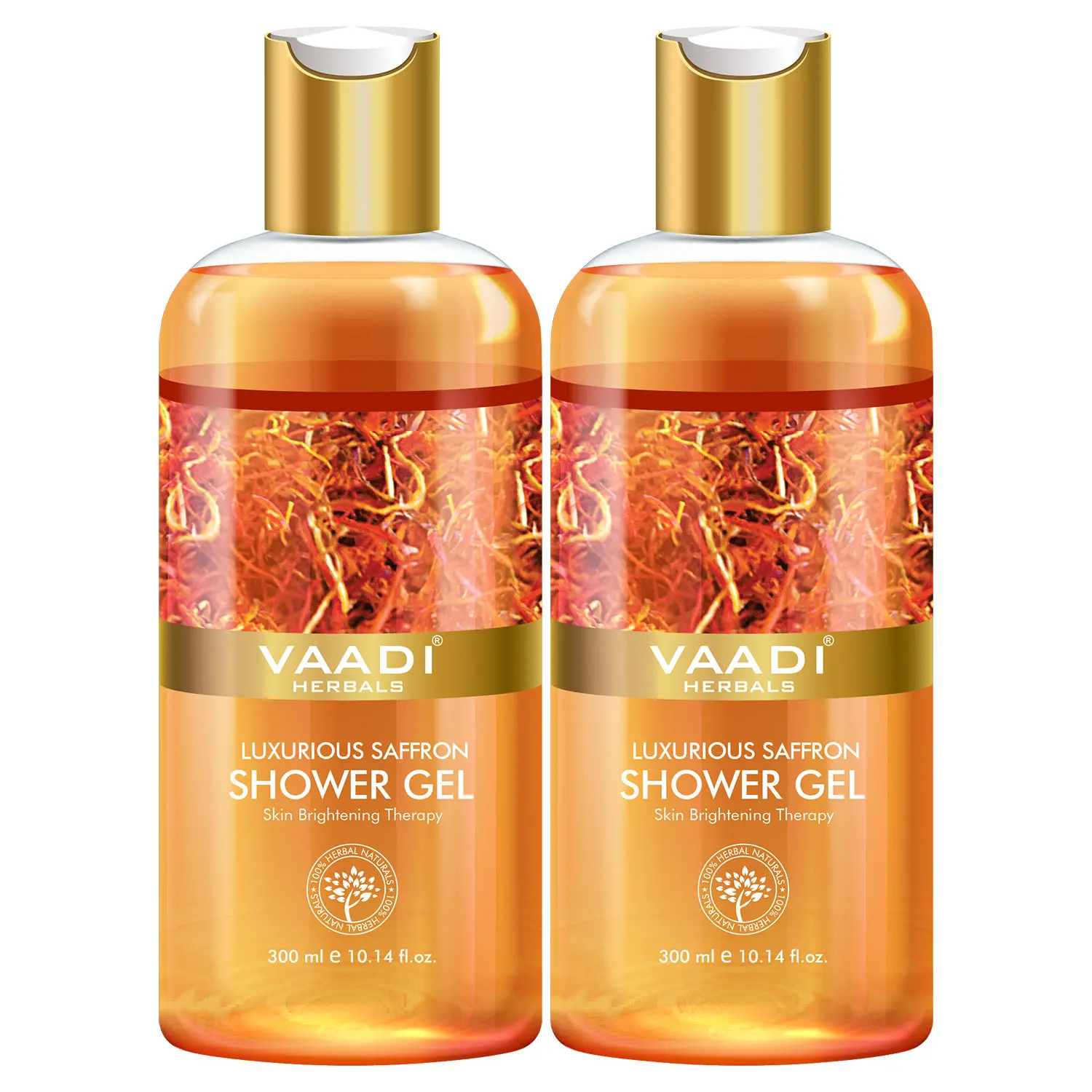 Vaadi Herbals Luxurious Saffron Shower Gel Value Pack of 2 (300 ml x 2)