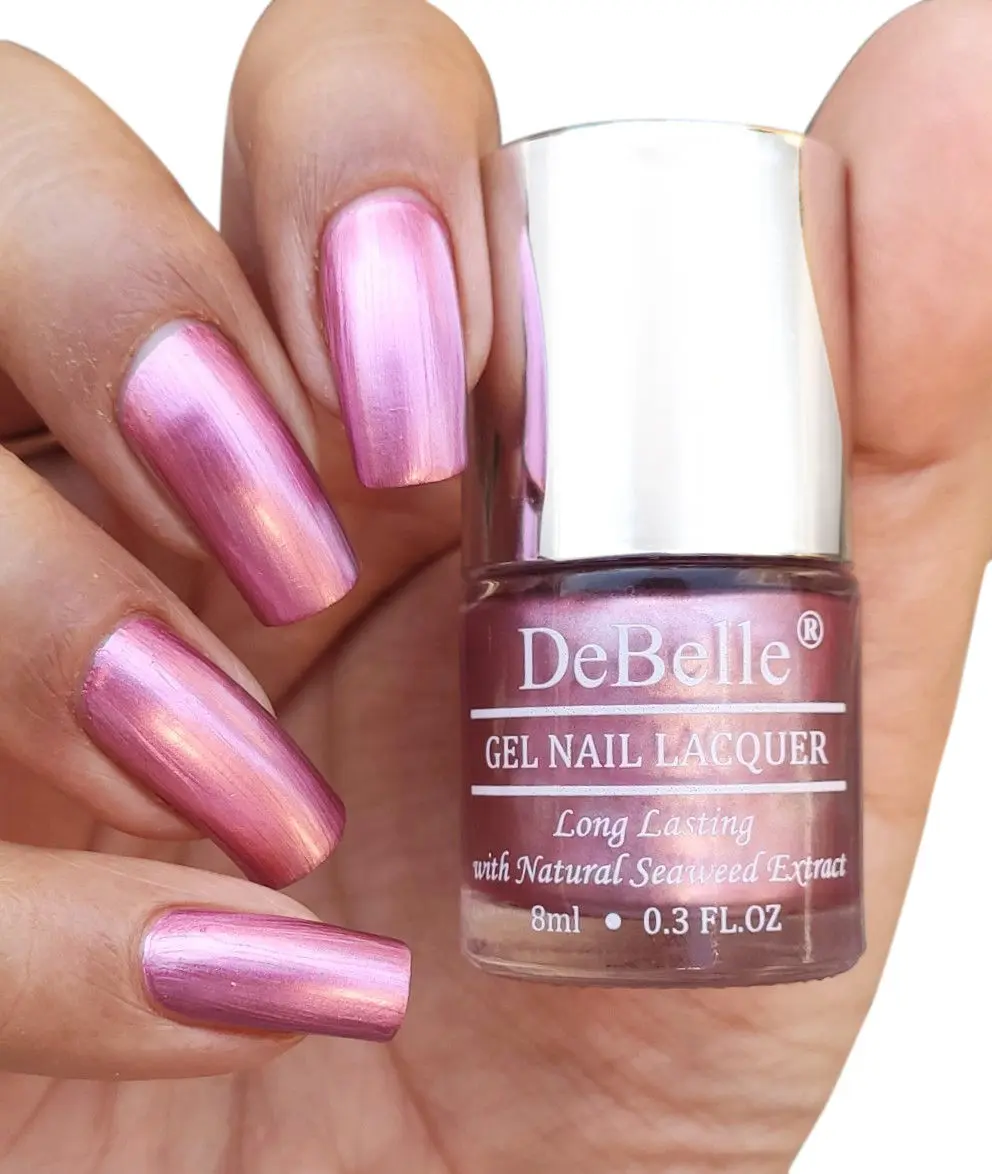 DeBelle Gel Nail Lacquer Metallic Chrome Glaze - Pink, (8 ml)