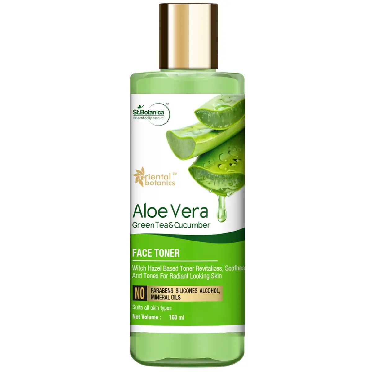 Oriental Botanics Aloe Vera, Green Tea & Cucumber Face Toner - No Alcohol, Silicone, Sulphate - 150ml