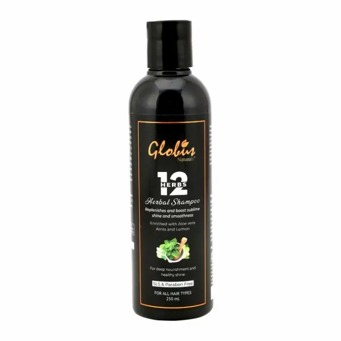 Globus Naturals 12 Herbs Hair Growth Shampoo For Deep Nourishment | Healthy Shine| Ayurvedic Shampoo|All Hair Types|No Parabens| No Sulphate| 250 ml