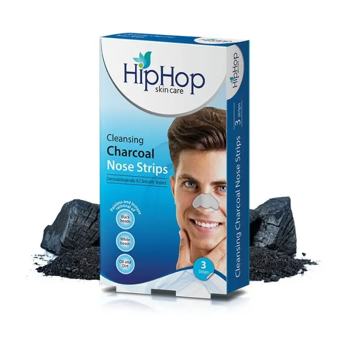 HipHop Skincare Cleansing Charcoal Nose Strips for Men - Blackhead Remover & Pore Cleanser (3 Strips)