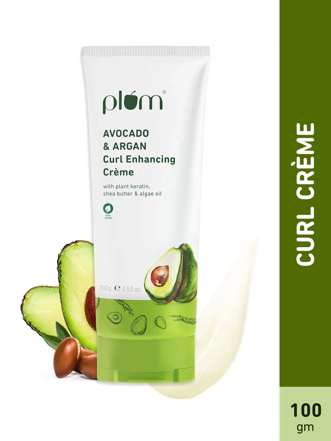 Plum Avocado & Argan Curl Enhancing Creme For Curly, Wavy, Coily Hair with Argan Oil, Shea Butter, Algae Oil