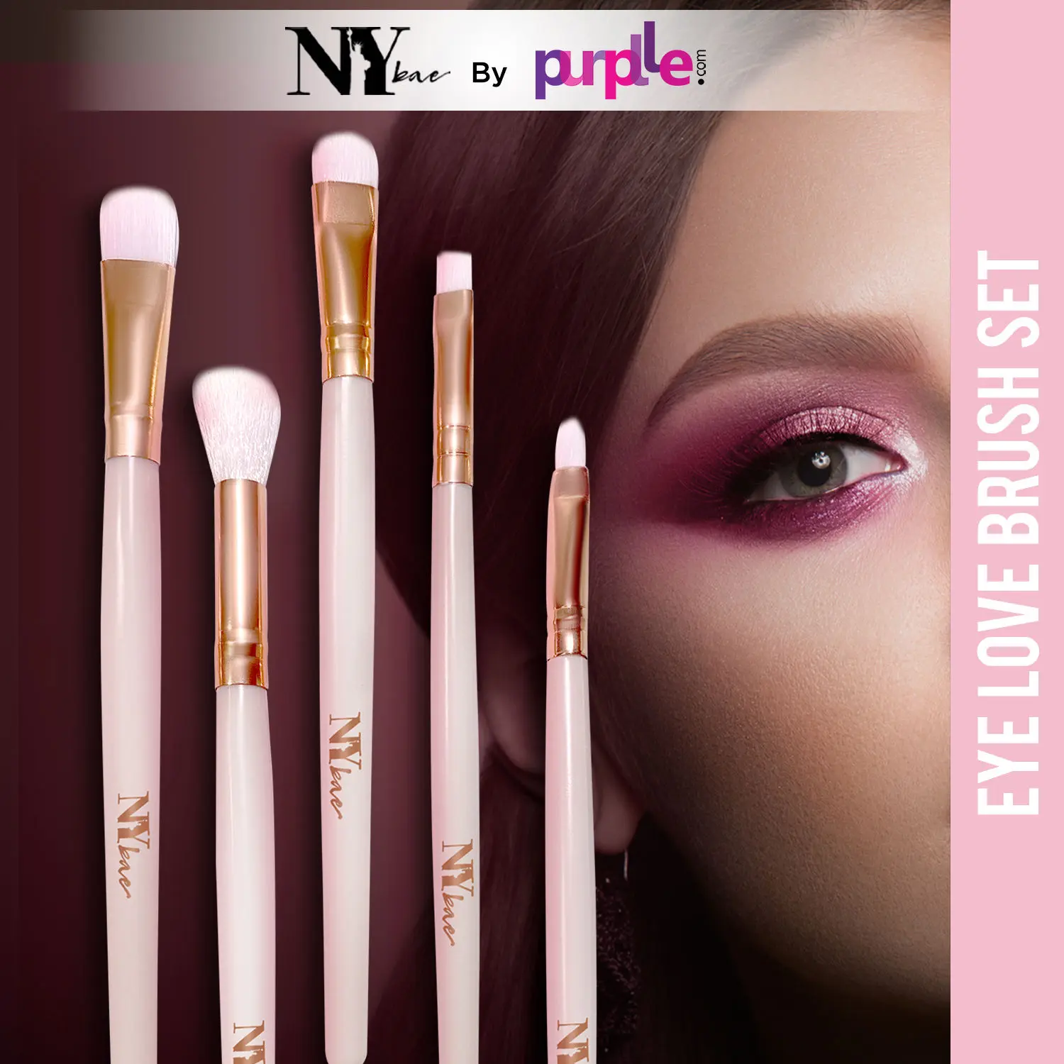 NY Bae Eye Love Brush Set | Blending Brush | Small Angled Brush | Precision Brush | Fluffy Brush | Eyeshadow C Brush | Fine & Soft Bristles