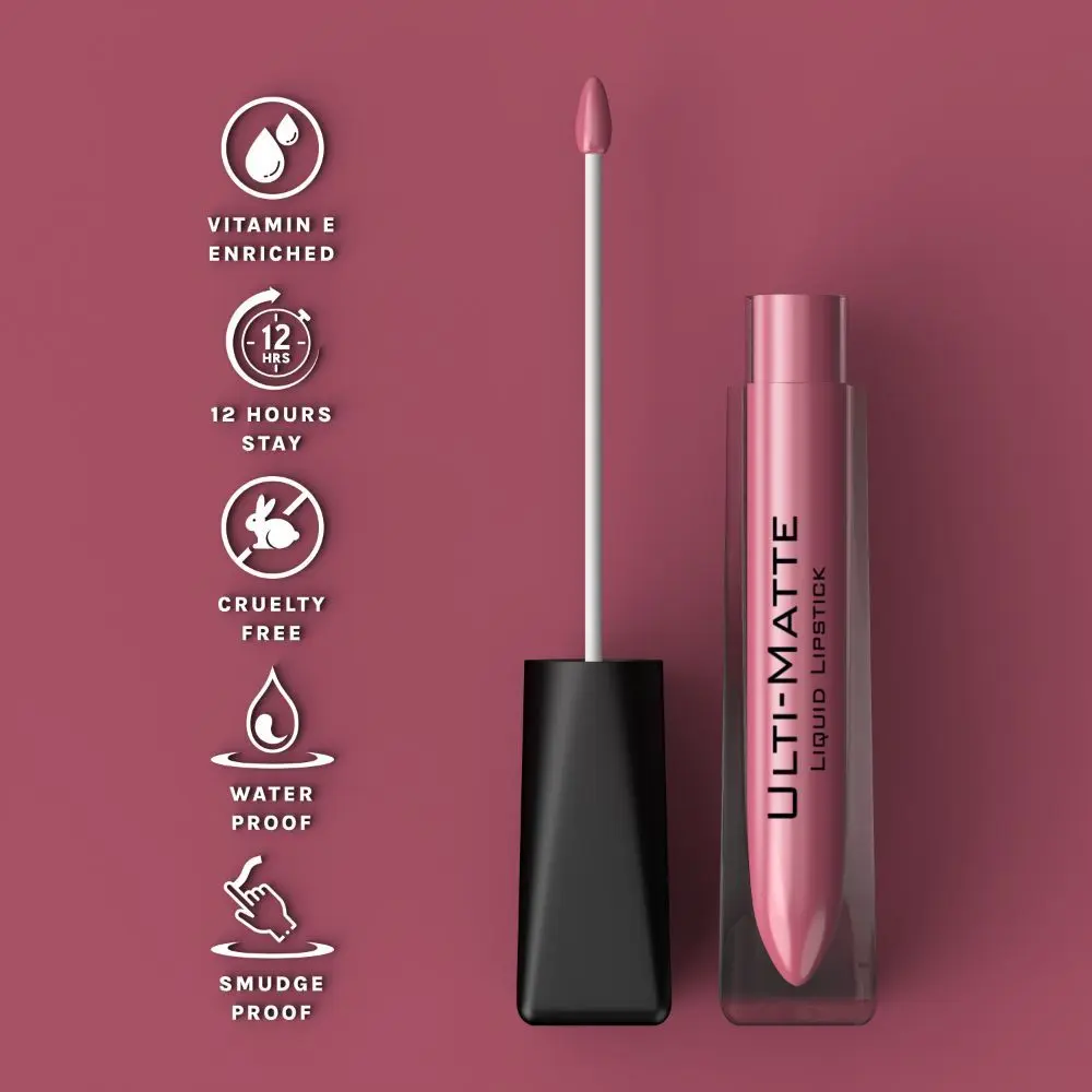 Bella Voste I ULTI-MATTE LIQUID LIPSTICK I Silky Smooth & Light Weight Texture I Full Coverage With Pure Matte finish | ROSE PLUM (16)