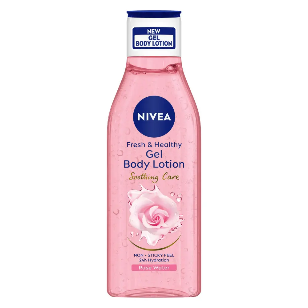 NIVEA Rose Water Gel Body lotion, Soothing Care for 24H hydration, Non-Sticky & fast absorbing Body lotion for fresh and healthy skin, 200 ml