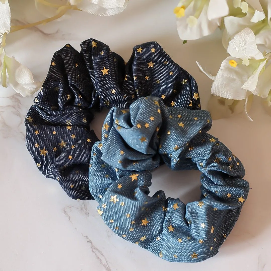 Bellofox Denim Stars Scrunchies