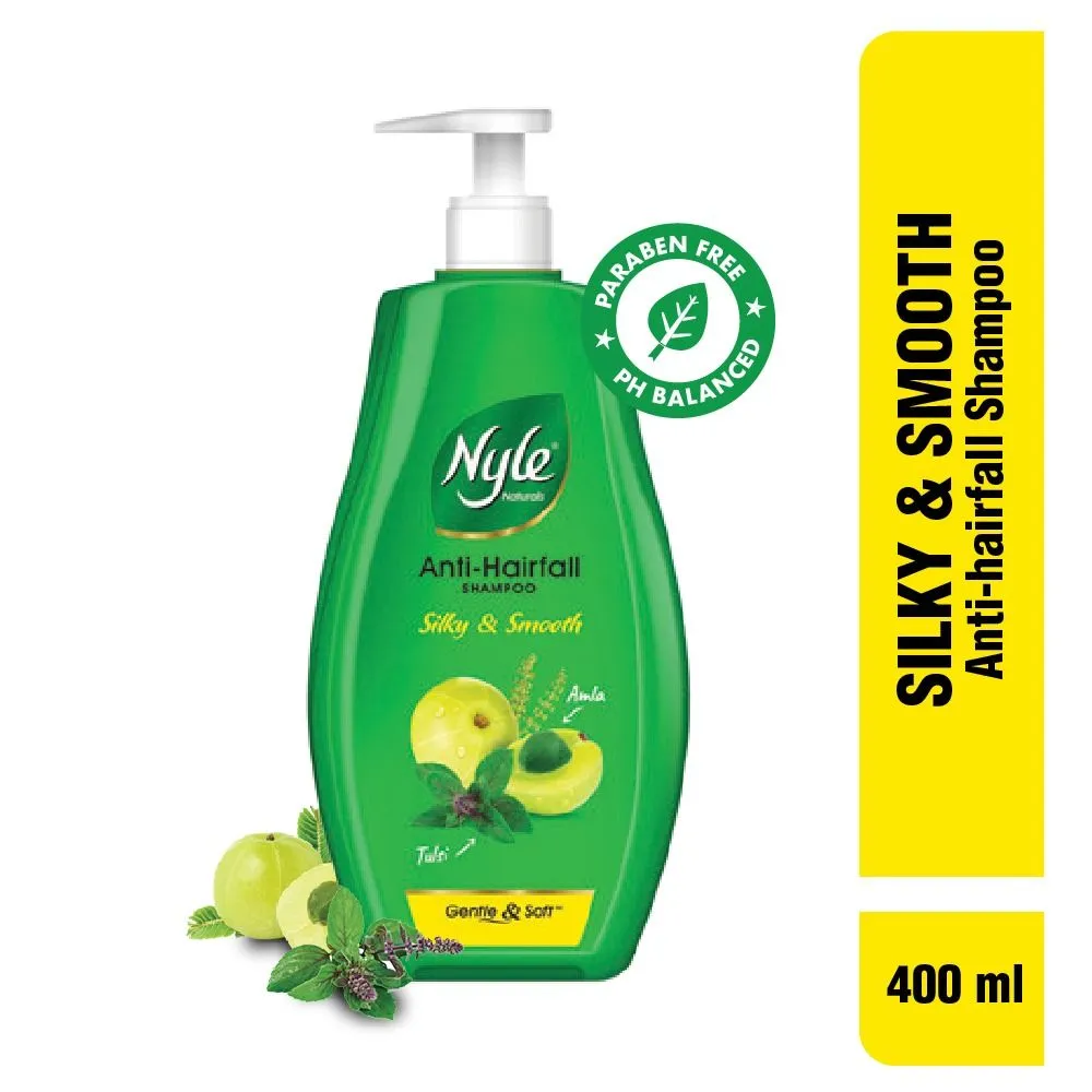 Nyle Naturals Silky & Smooth Anti Hairfall Shampoo with Goodness Of Tulsi & Amla