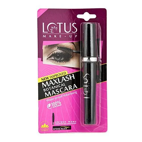 Lotus Make-Up Black Maxlash Volumnising Botanical Waterproof Mascara Black | Smudge Proof | Vitamin E | 4g