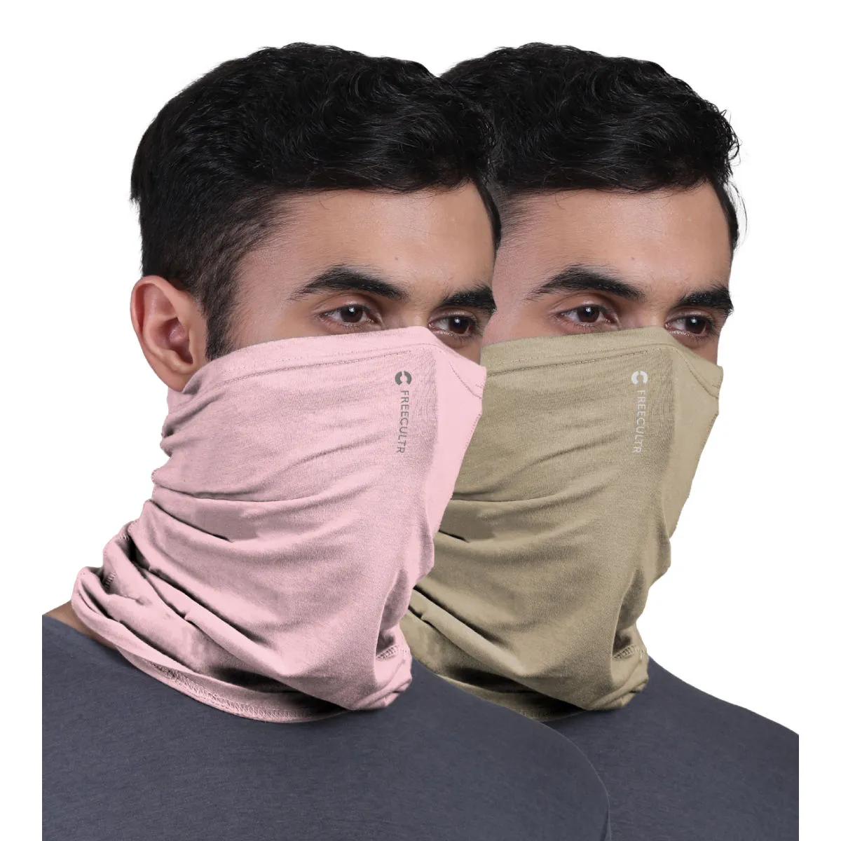 FREECULTR Unisex Plain Bamboo Bandana Anti Microbial Multipurpose Cloth Face Mask (pack Of 2)