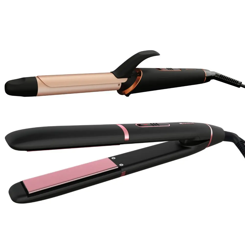 Havells HC4055 Hair Straightener and Curler Combo, Straightens and Curls, Suitable for all Hair Types (Black and Chrome)