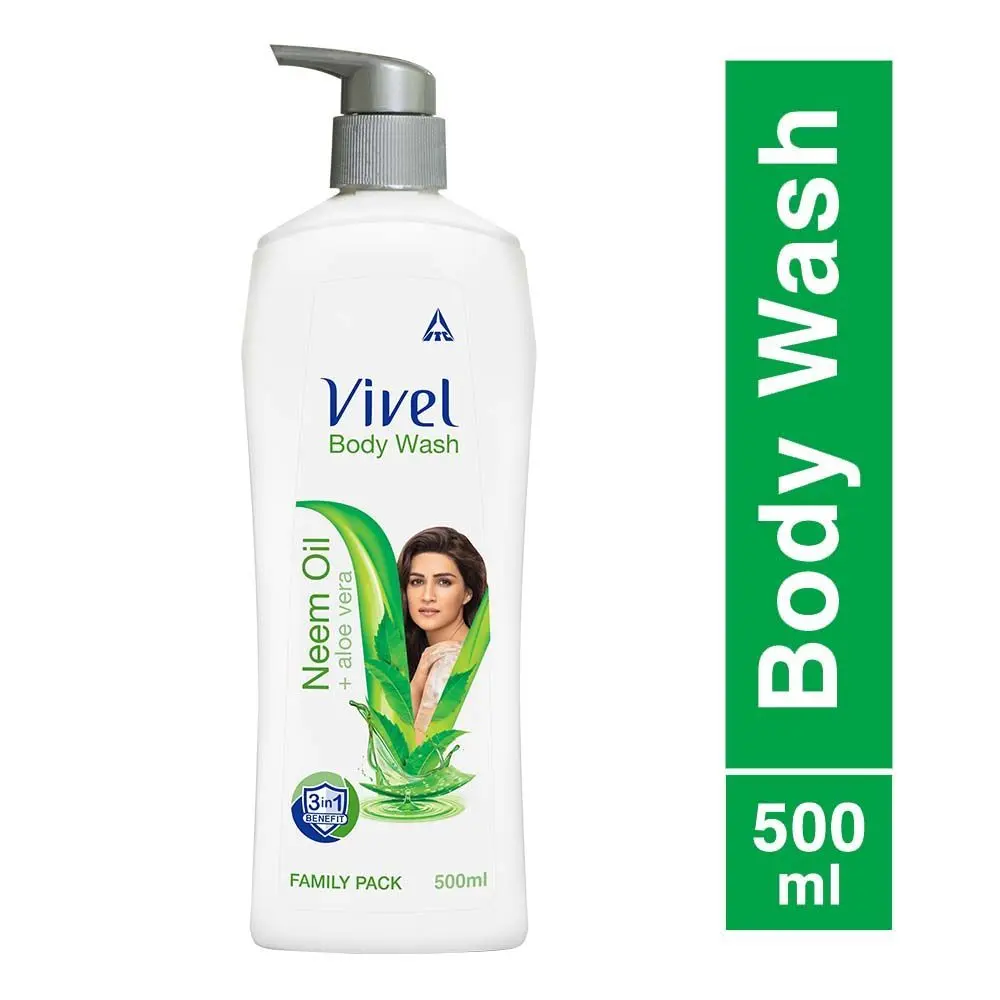 VIVEL Body Wash, Neem Oil & Aloe Vera Shower Creme, 500ml Pump