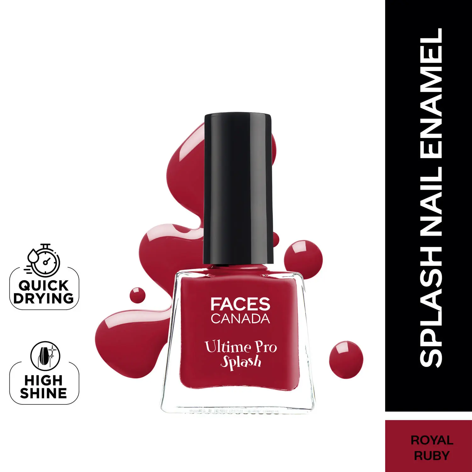 Faces canada Ultime Pro Splash Nail Enamel I Quick-drying I Longlasting I Chip-defiant I Smooth application I Royal Ruby 24 5ml