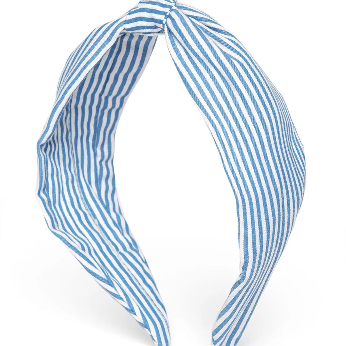 Elaa Elsa Headband In Blue & White Stripes Cotton