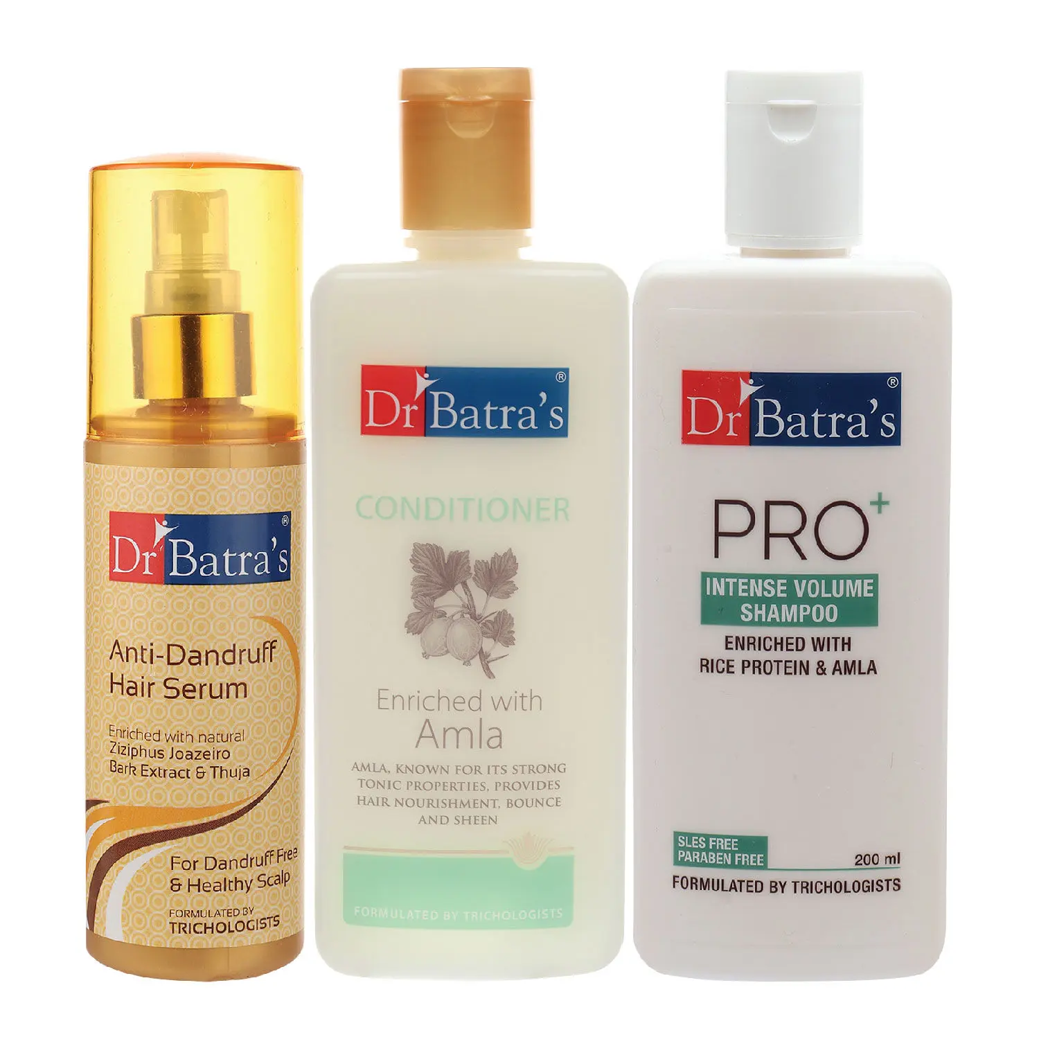 Dr Batra's Anti Dandruff Hair Serum, Conditioner - 200 ml and Pro+ Intense Volume Shampoo - 200 ml