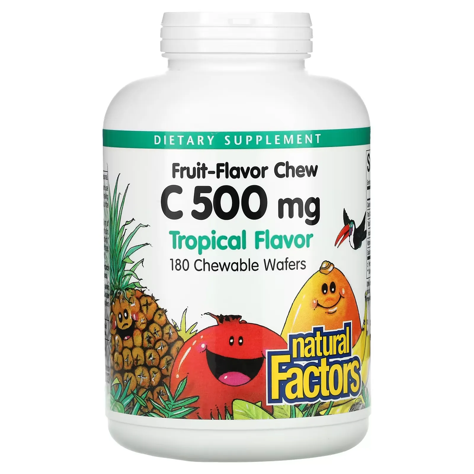 Fruit-Flavor Chew Vitamin C, Tropical, 500 mg, 180 Chewable Wafers