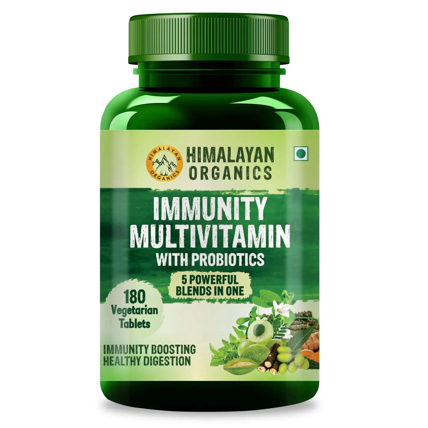 Himalayan Organics Immunity Multivitamin with Probiotics (180 Veg Tablets) with Vitamin C, D, K2, Zinc, Ginseng, Giloy, Biotin For Men & Women