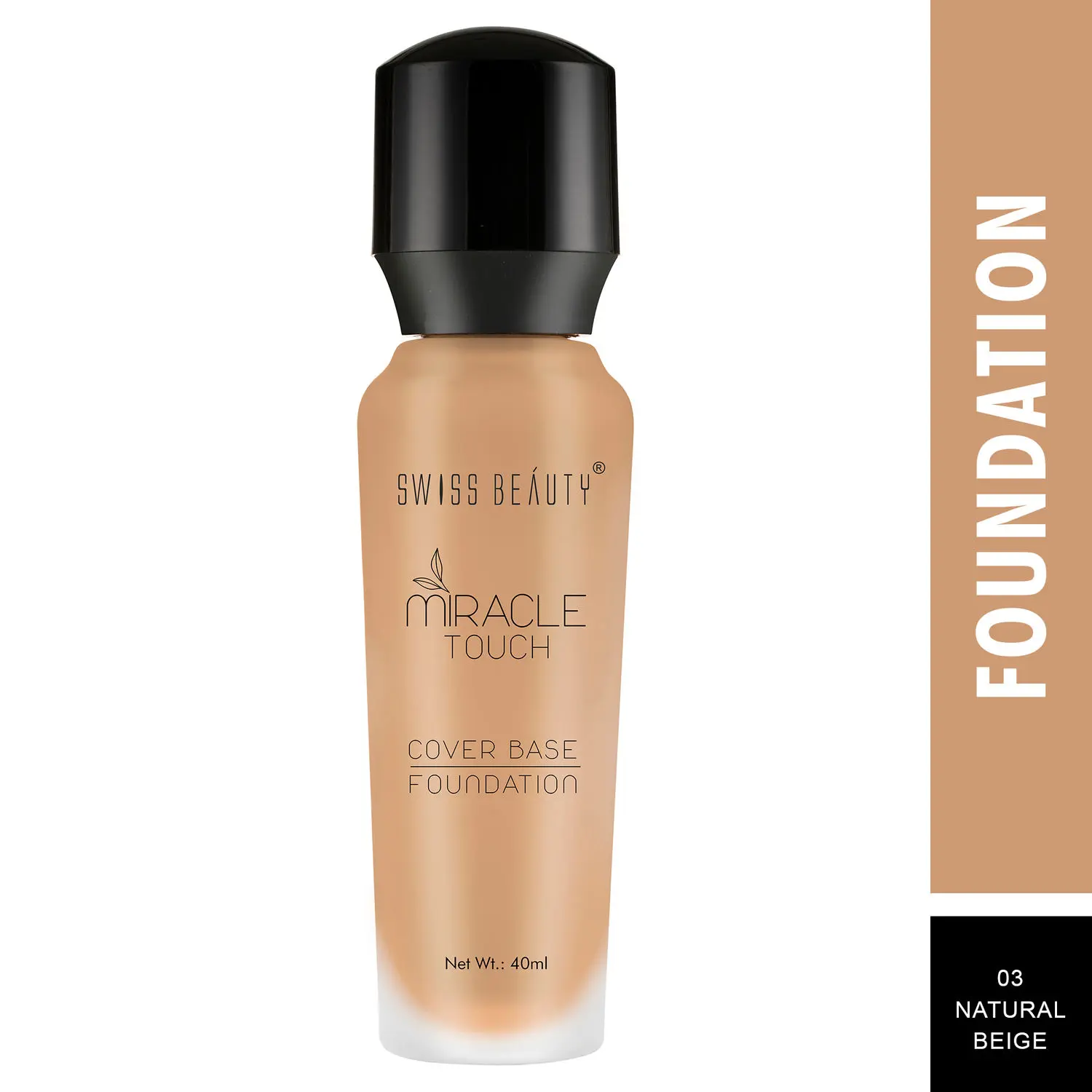 Swiss Beauty Miracle Touch Cover Base Foundation - Natural-Beige (40 ml)