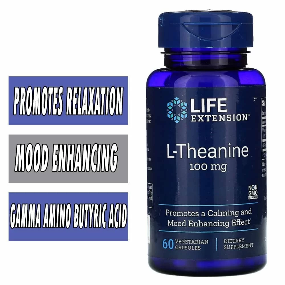 Life Extension L-Theanine - 100 mg - 60 Veg Capsules - Mood Support