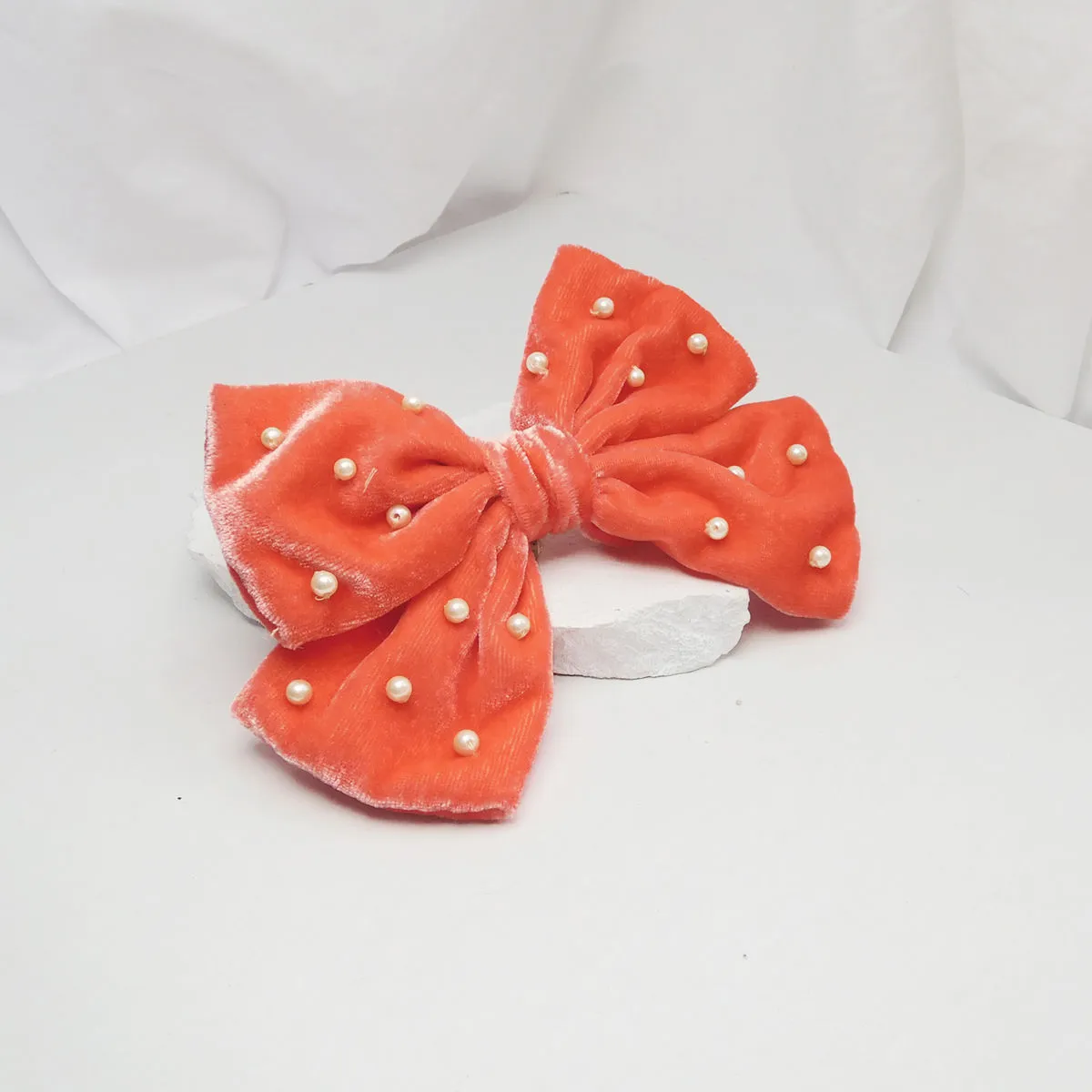 Soho Boho Studio Coral Cluster Hair Bow Barrette